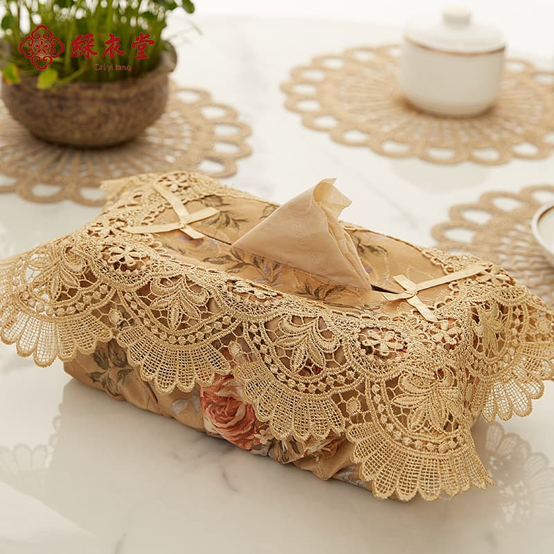 ティッシュケース 高級ソフトレースティッシュカバー