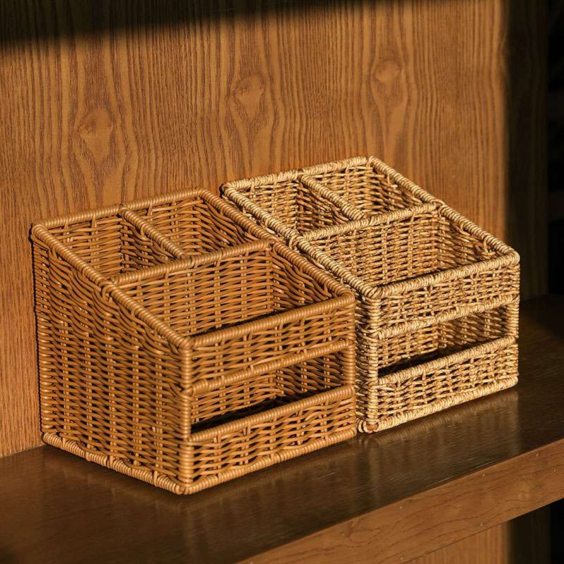 ティッシュケース　多機能ラタンティッシュケース