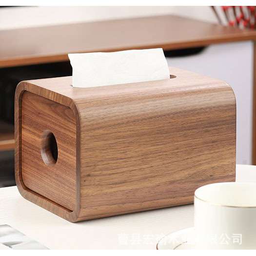ティシュケース　木目美しい天然木ティッシュボックス