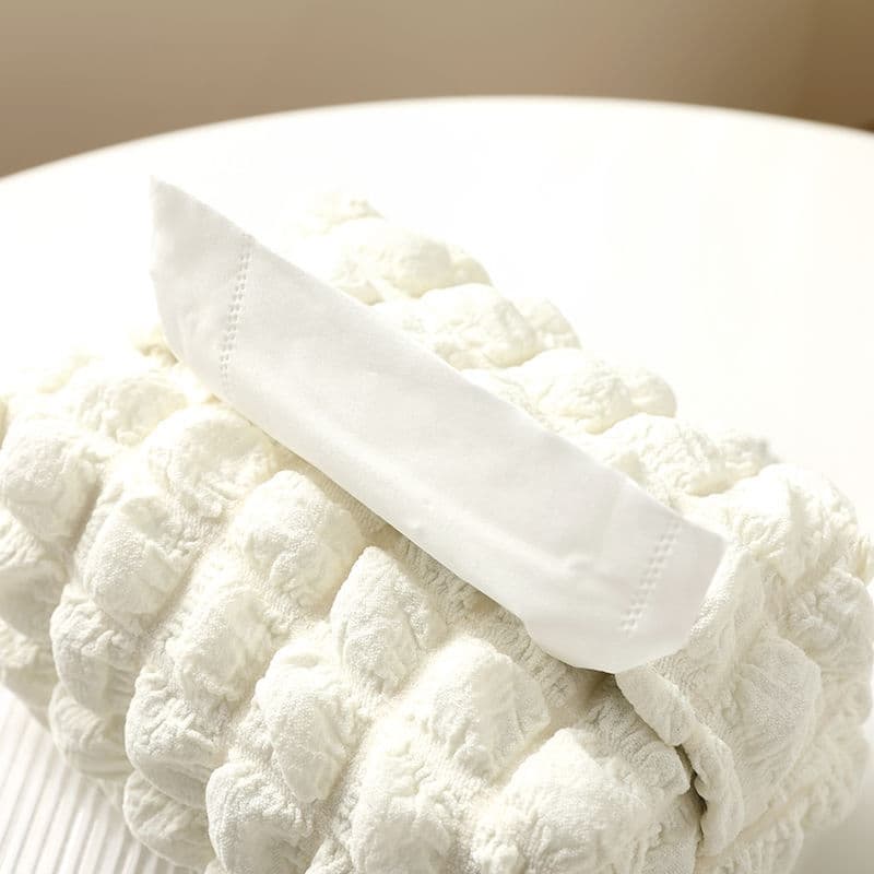 ティッシュケース ふわもこ立体織りティッシュボックス