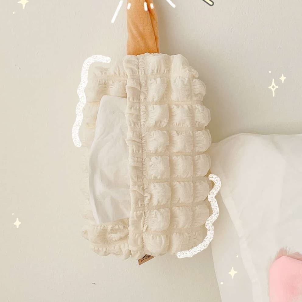 ティッシュケース　布製のおしゃれかわいいふわもこ壁掛けティッシュケース