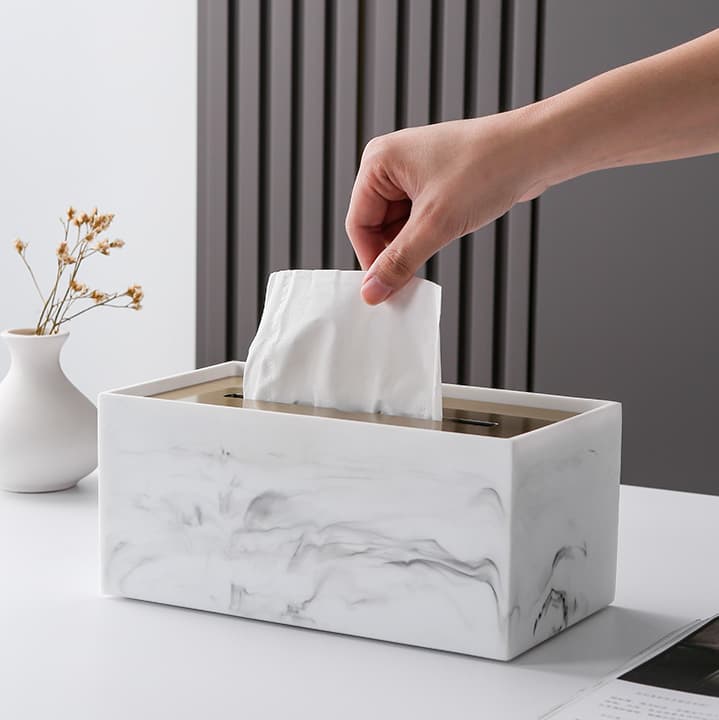 ティッシュケース ステンレス製大理石風おしゃれティッシュボックス