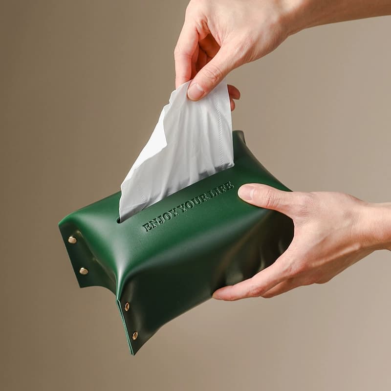 ティッシュケース　レザー調おしゃれかかわいい箱型ティッシュケース