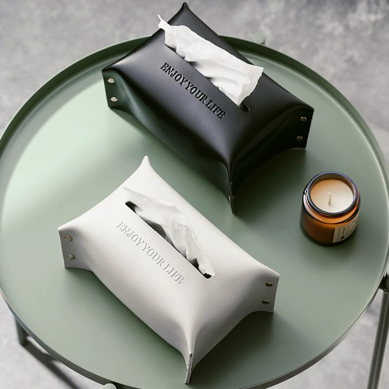 ティッシュケース　レザー調おしゃれかかわいい箱型ティッシュケース