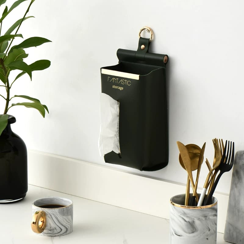 ティッシュケース　壁掛けできるレザーウォールティッシュケース