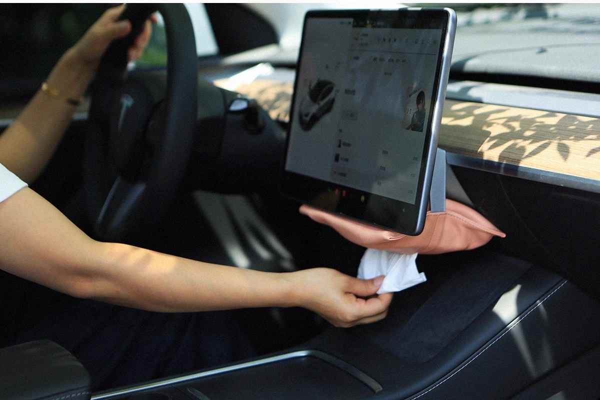 ティッシュケース 吊り下げれる高級車用レザーティッシュホルダー