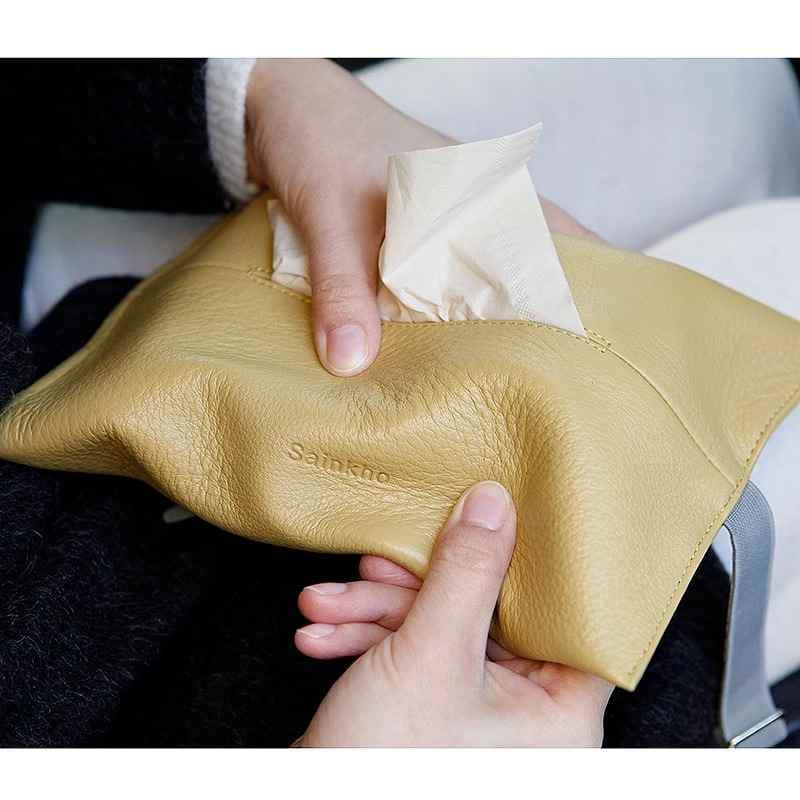 ティッシュケース 吊り下げれる高級車用レザーティッシュホルダー