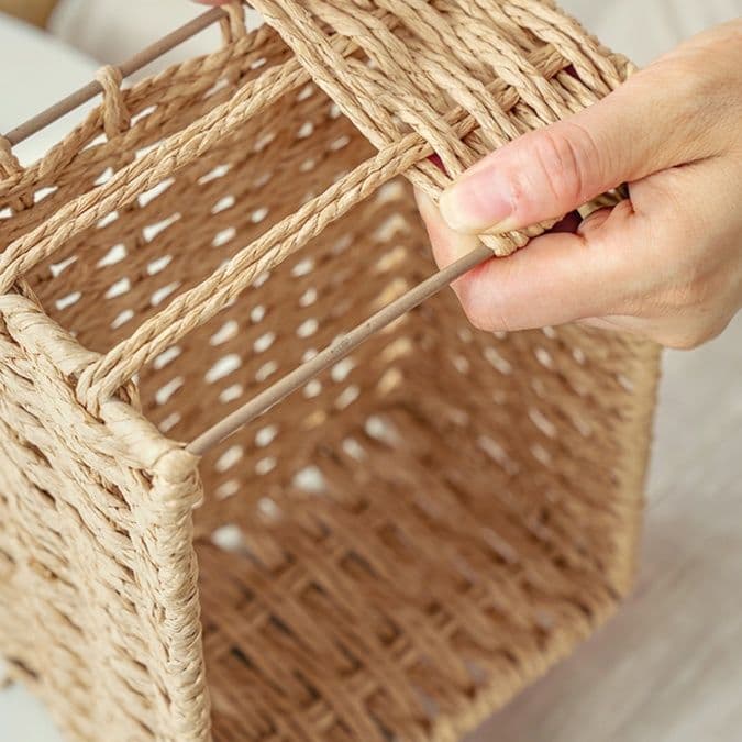 ティッシュケース 天然素材手編み和風ティッシュボックス