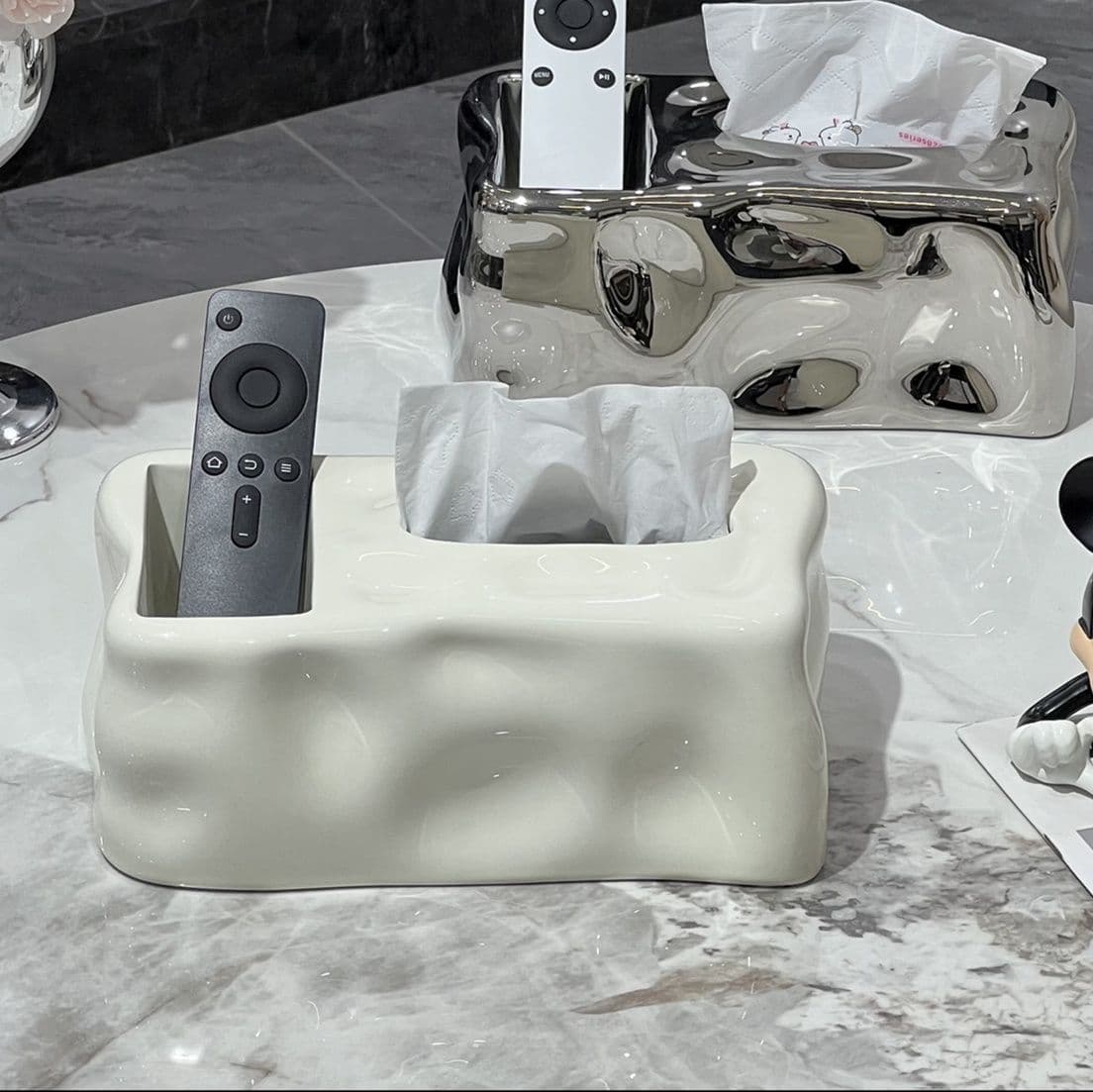 ティッシュケース 陶器風多機能ティッシュホルダー