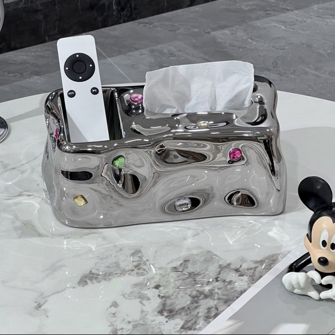 ティッシュケース 陶器風多機能ティッシュホルダー