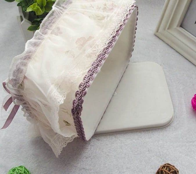 ティッシュケース 花飾りレース付き姫系ティッシュカバー