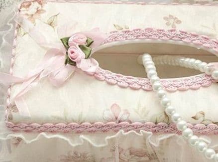 ティッシュケース 花飾りレース付き姫系ティッシュカバー