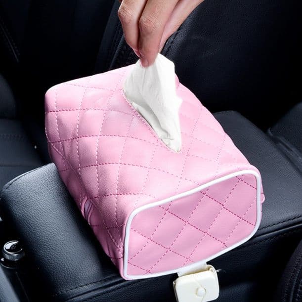 ティッシュケース レザー 車載用多機能キルティング縫製ティッシュホルダー
