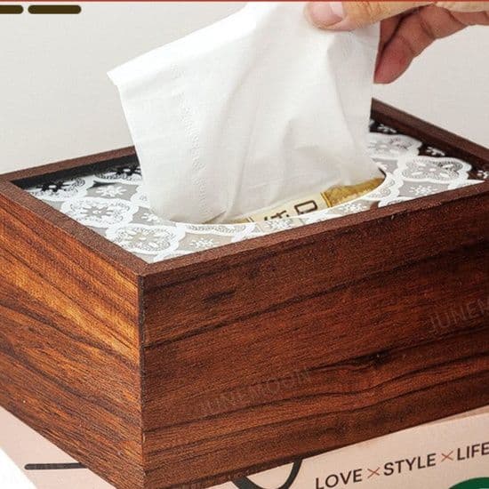 ティッシュケース 天然木目調和風ティッシュボックス収納ケース