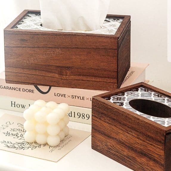 ティッシュケース 天然木目調和風ティッシュボックス収納ケース