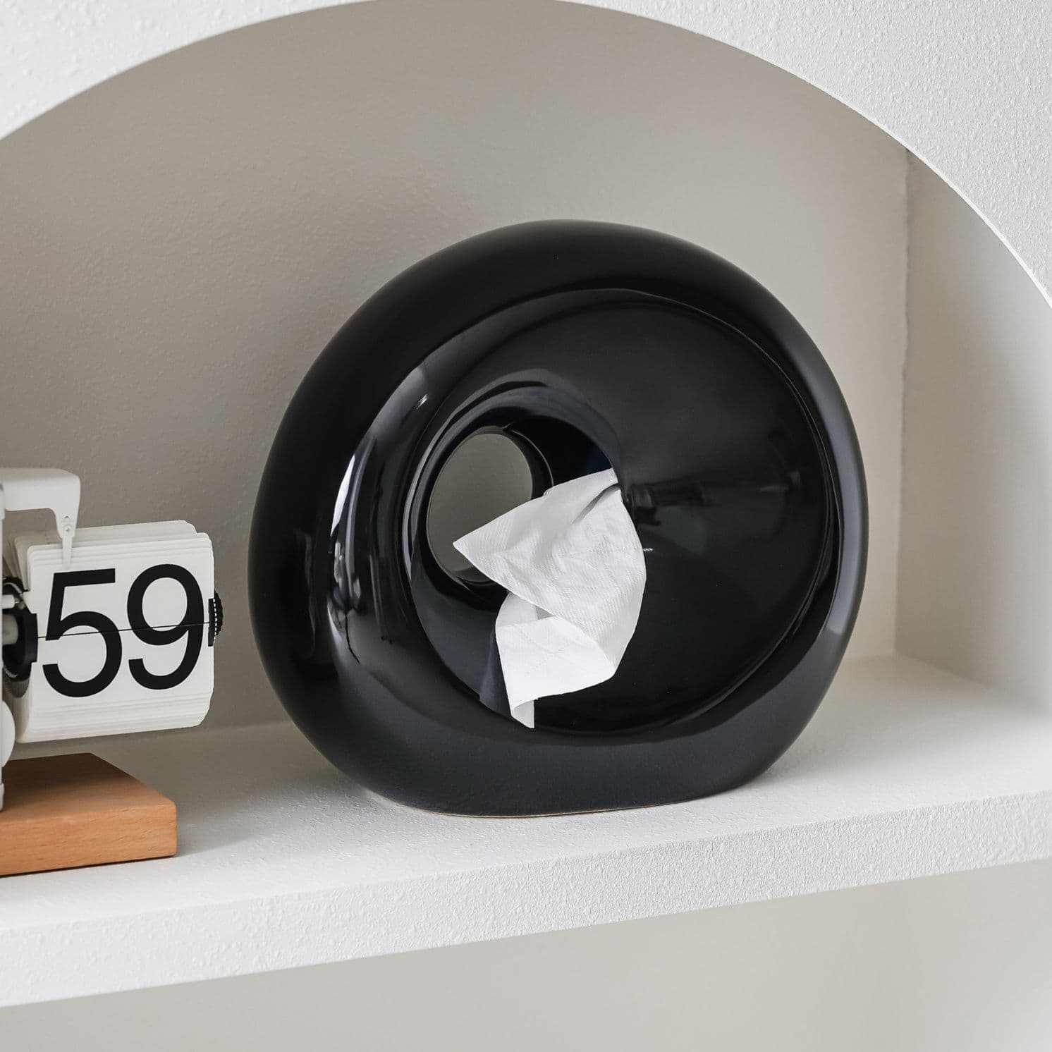 ティッシュケース 丸型陶器おしゃれティッシュケース