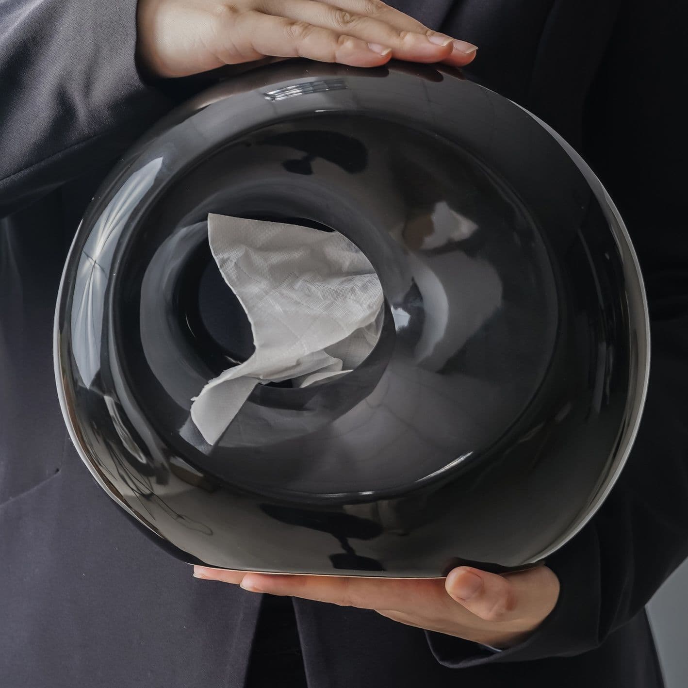 ティッシュケース 丸型陶器おしゃれティッシュケース