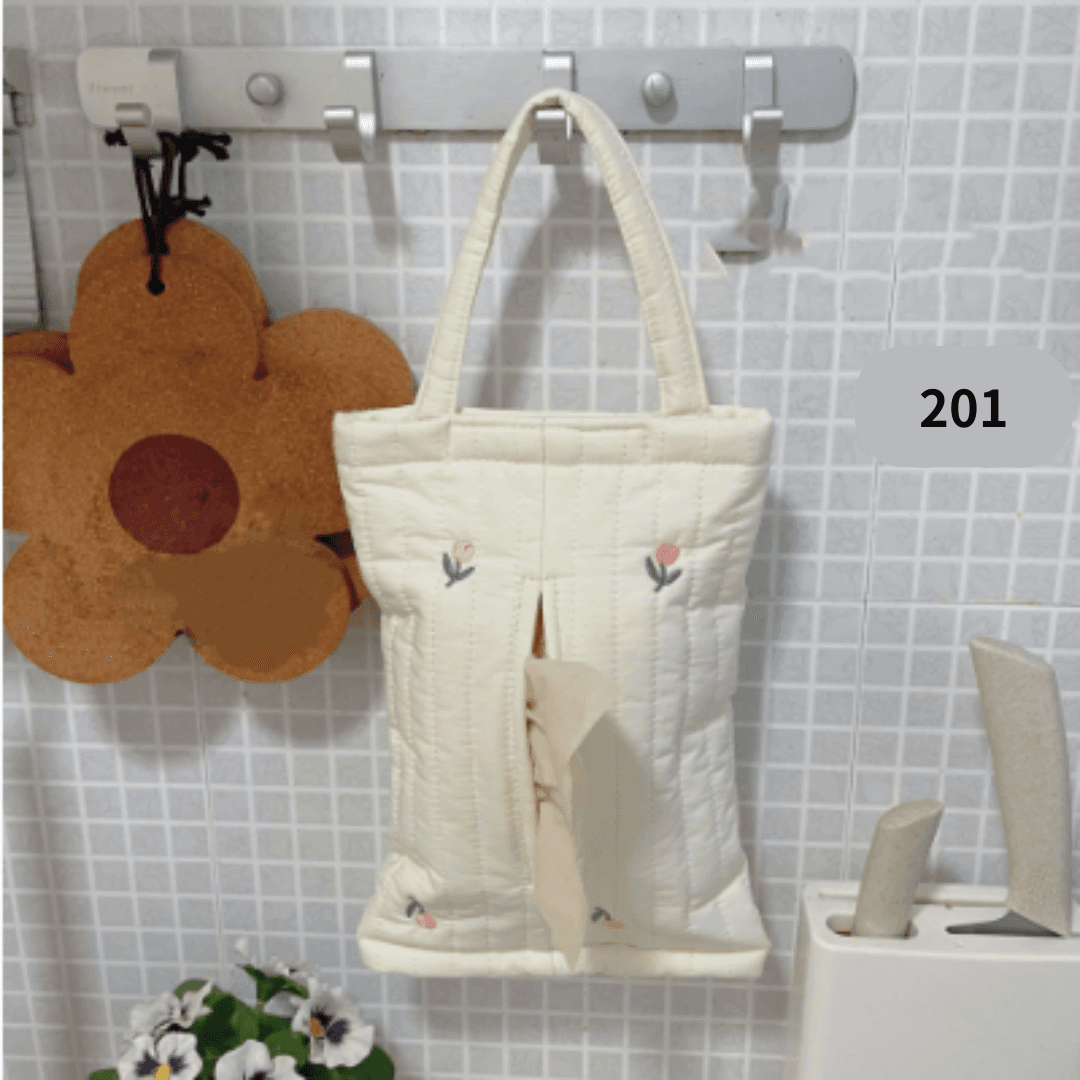 ティッシュケース フェルト花柄ティッシュカバー吊り下げ可能なかわいいケース