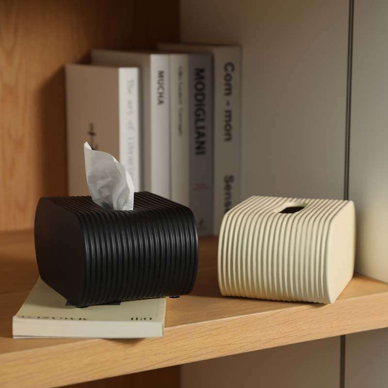 ティッシュケース　なめらか曲線陶器製ティッシュボックス