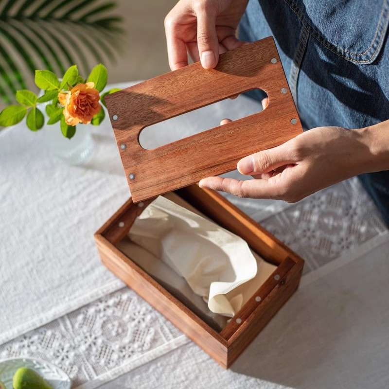 ティッシュケース　癒しの木箱ティッシュケース