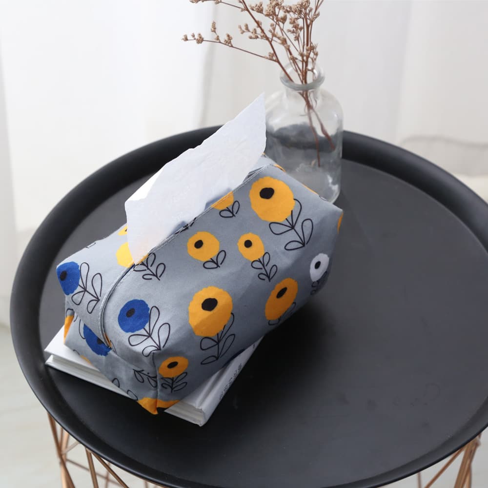 ティッシュケース フェルト花柄ティッシュカバー 取っ手付き可愛いボックス型