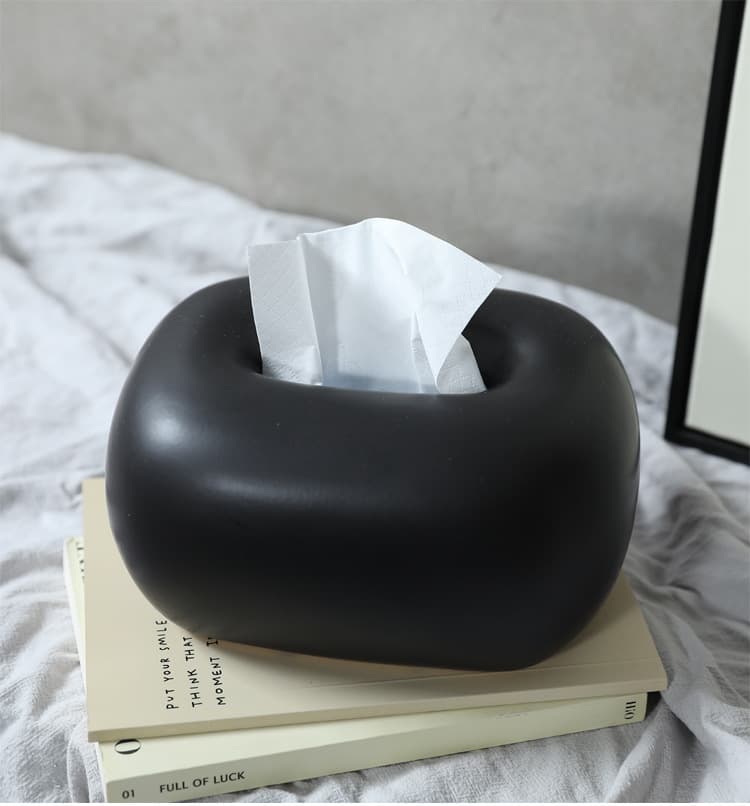 ティッシュケース 丸み石陶器モダンティッシュボックス