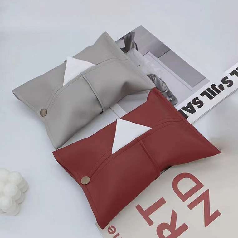 ティッシュケース　おしゃれなレザー調三角ポーチティッシュケース