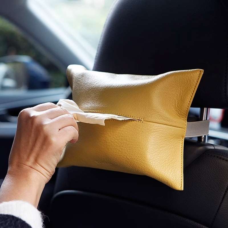 ティッシュケース 吊り下げれる高級車用レザーティッシュホルダー