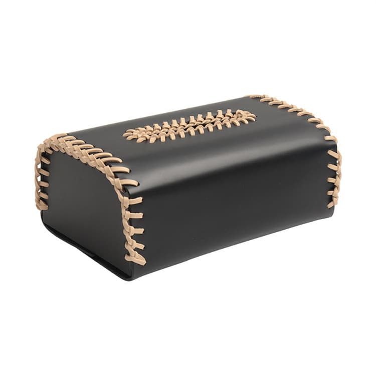 ティッシュケース 手作り風レザー 縁取りティッシュボックス