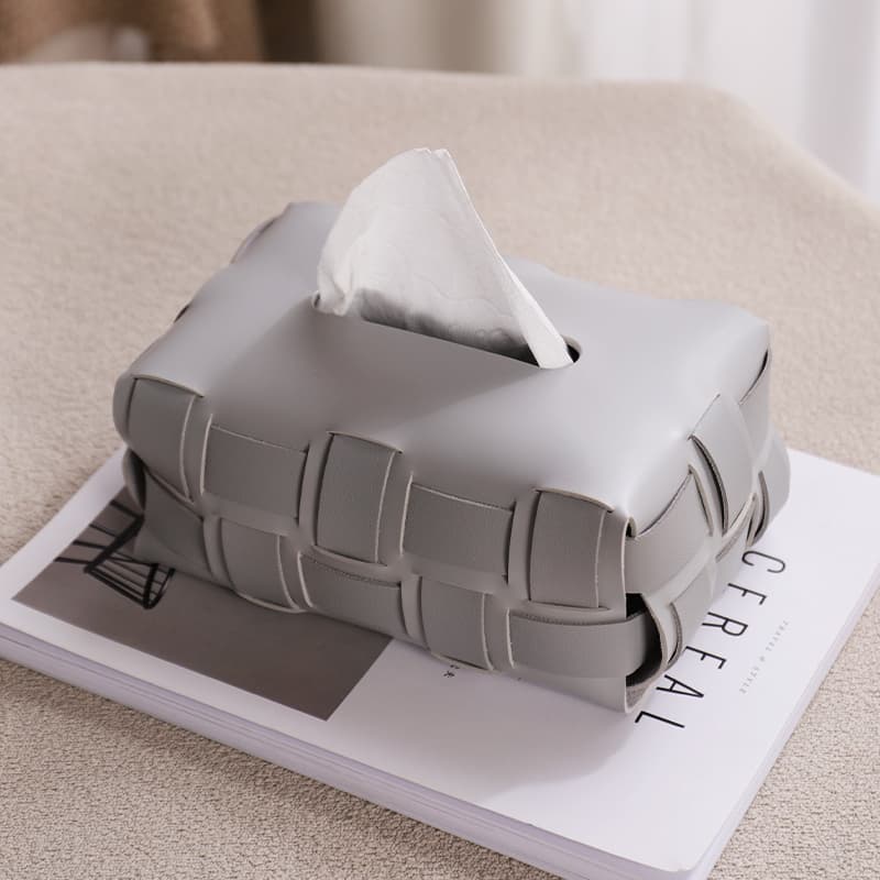 ティッシュケース 編み込みモダンレザーソフトティッシュボックス