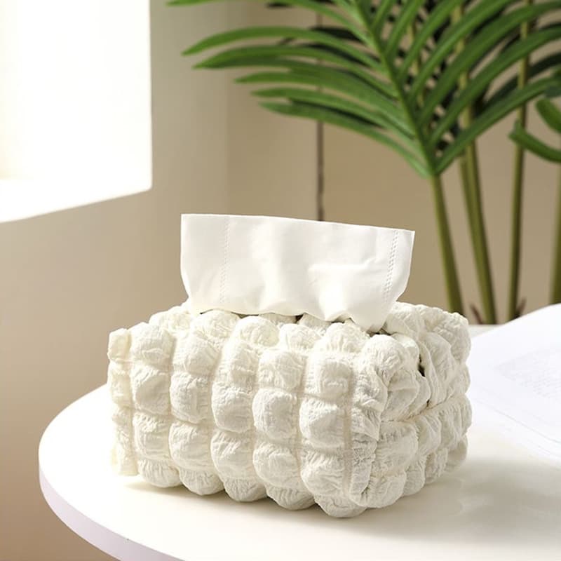 ティッシュケース ふわもこ立体織りティッシュボックス