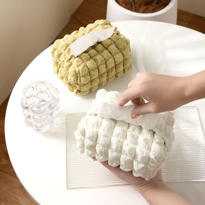 ティッシュケース ふわもこ立体織りティッシュボックス