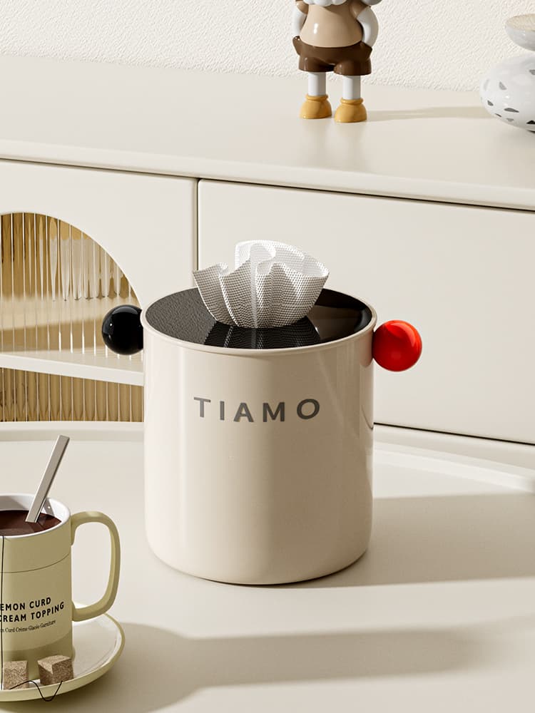 ティッシュケース ティアモ丸型デザインステンレス製ティッシュボックス