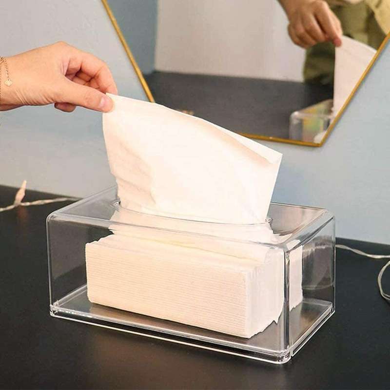 ティッシュケース　残量が分かるアクリルクリアプラスチックティッシュケース