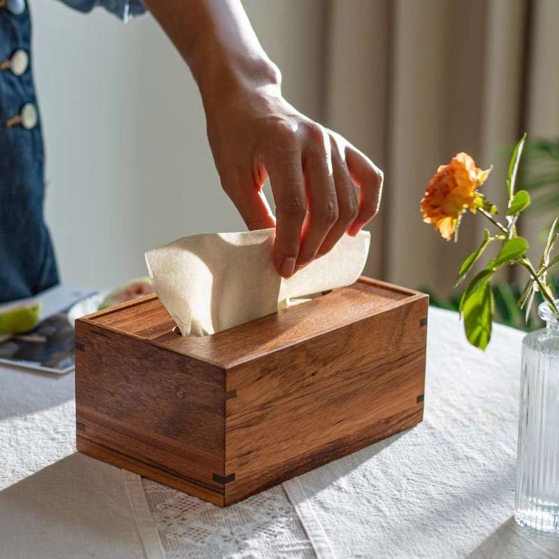 ティッシュケース　癒しの木箱ティッシュケース