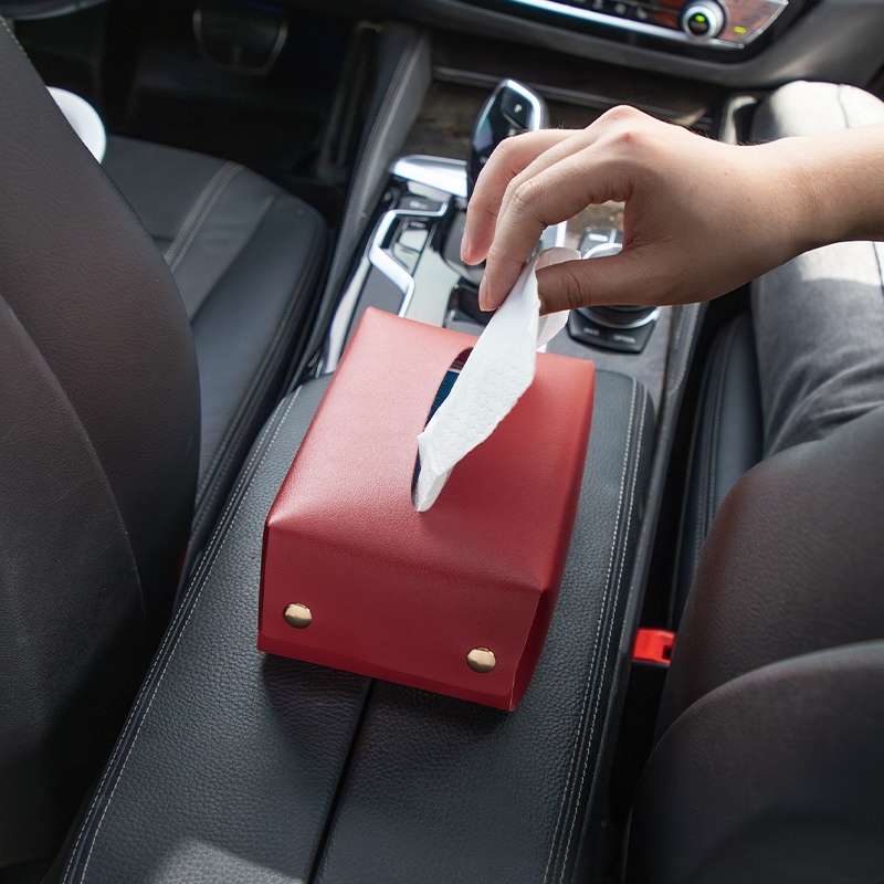 ティッシュケース レザー調あ車内スマートティッシュホルダー