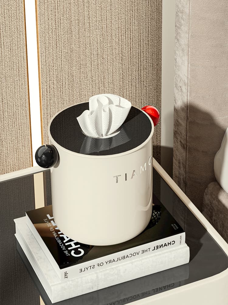 ティッシュケース ティアモ丸型デザインステンレス製ティッシュボックス