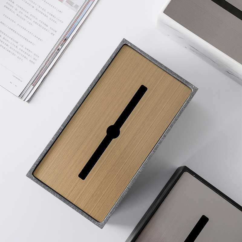 ティッシュケース ステンレス製大理石風おしゃれティッシュボックス