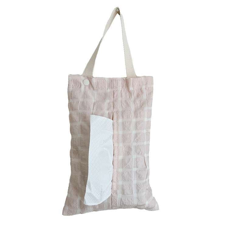 ティッシュケース　壁掛けできる布製もこもこティッシュケース