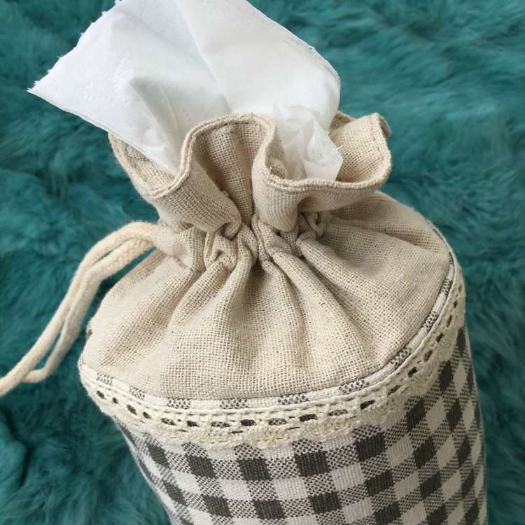 レトロ可愛い巾着ティッシュケース