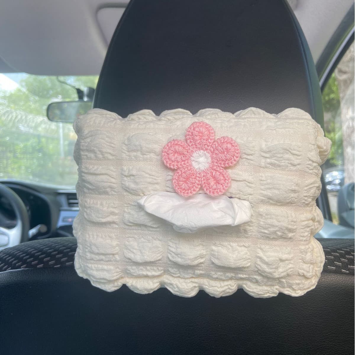 ティッシュケース 布 レース刺繍車載用ティッシュケース