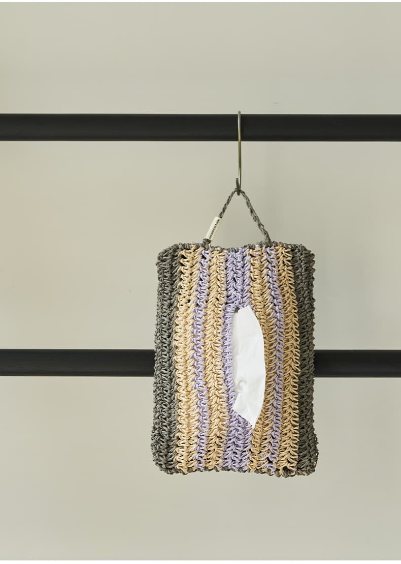 ティッシュケース 吊るせるかぎ編み模様ティッシュケース