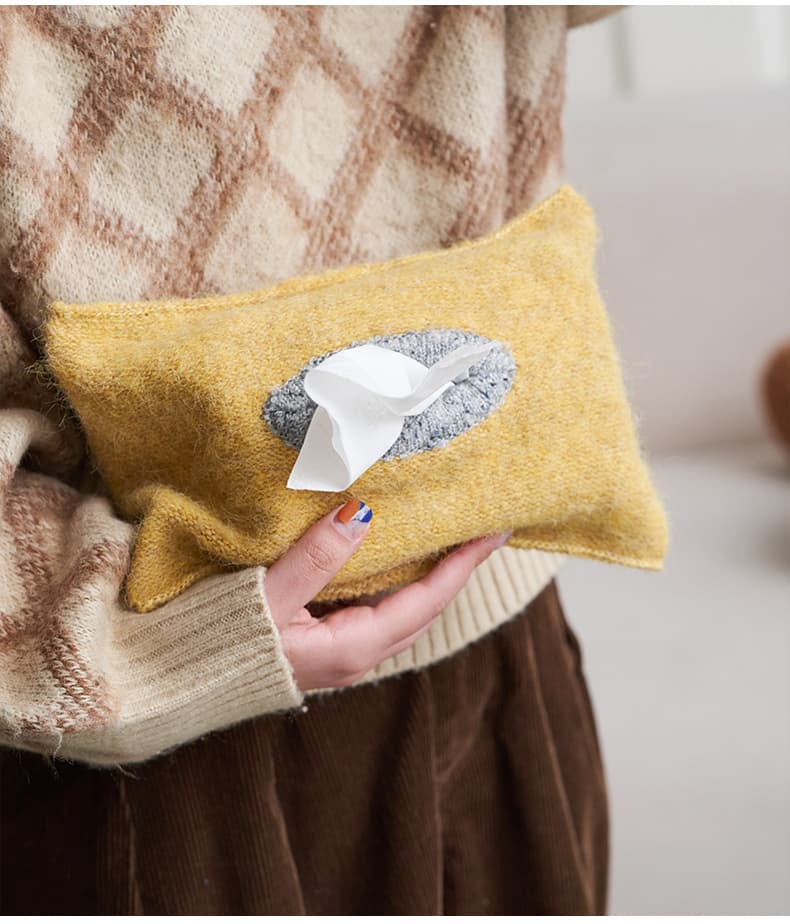 ティッシュケース ふわもこ布製ティッシュカバー