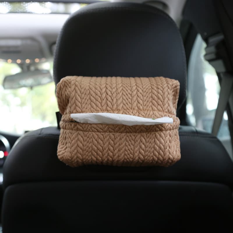 ティッシュケース 車内ヘッドレストソフト編み模様ティッシュボックス