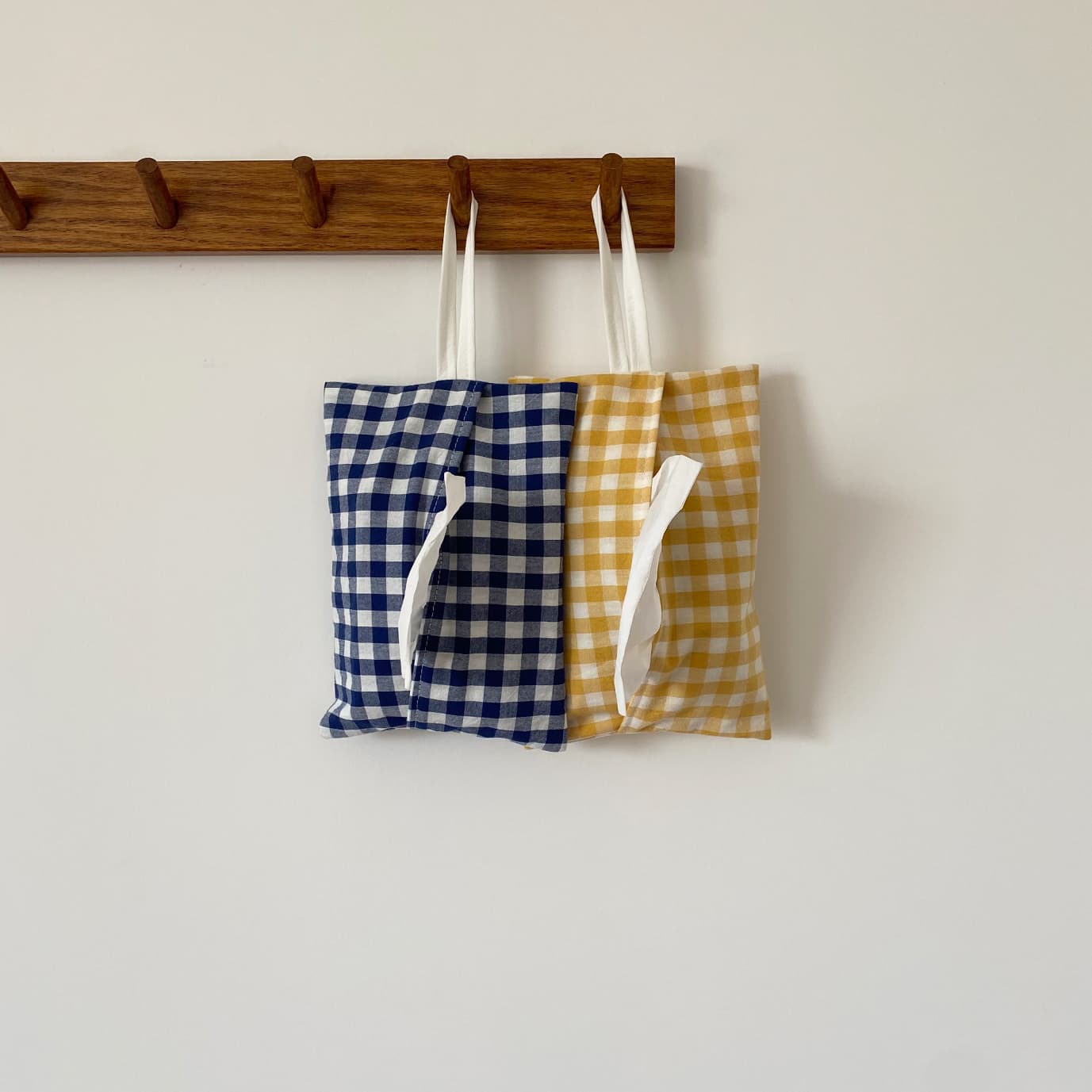 ティッシュケース ティッシュケース ほっこり格子柄ハンギングポーチ