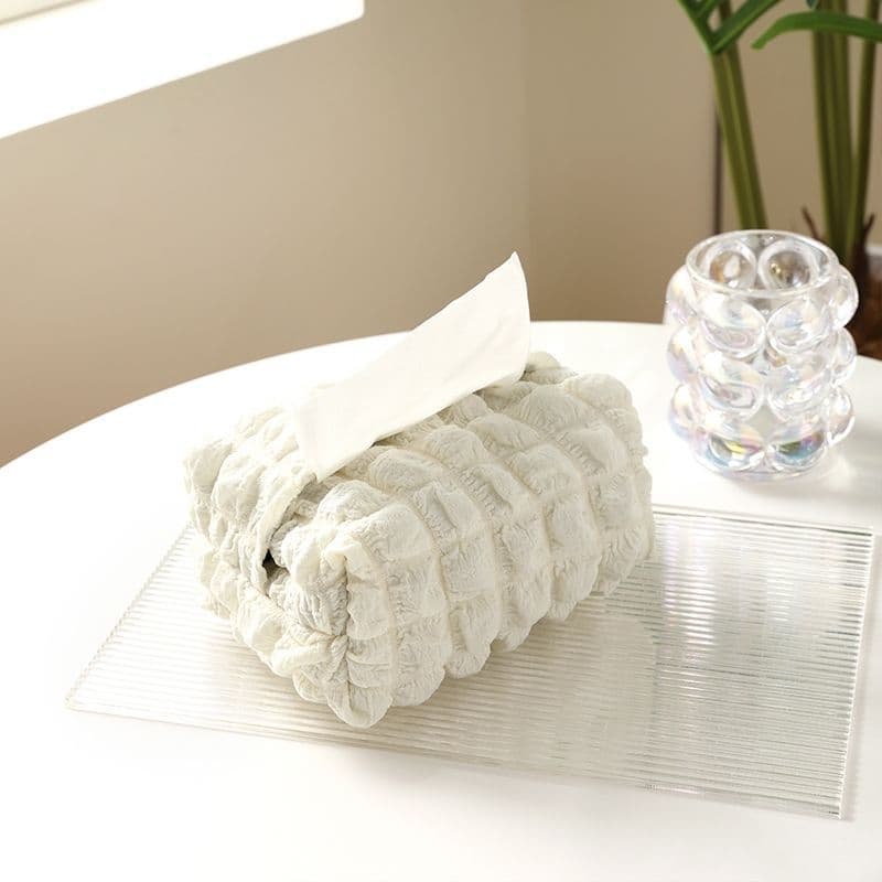 ティッシュケース ふわもこ立体織りティッシュボックス