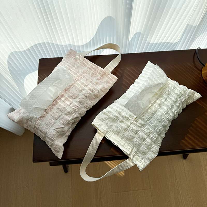 ティッシュケース　壁掛けできる布製もこもこティッシュケース