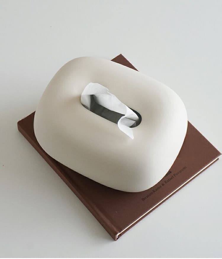 ティッシュケース 丸み石陶器モダンティッシュボックス