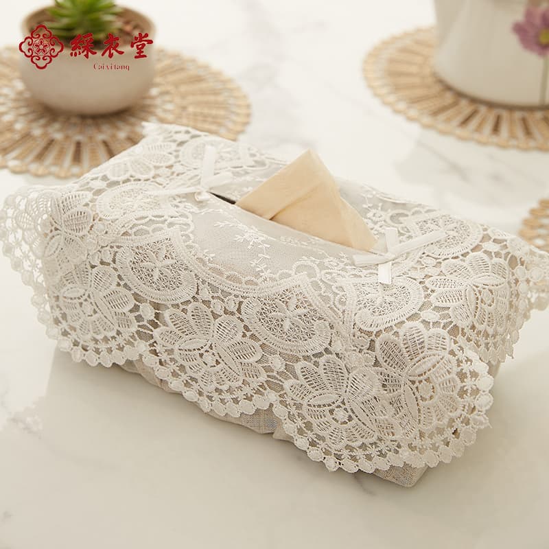 ティッシュケース 高級ソフトレースティッシュカバー