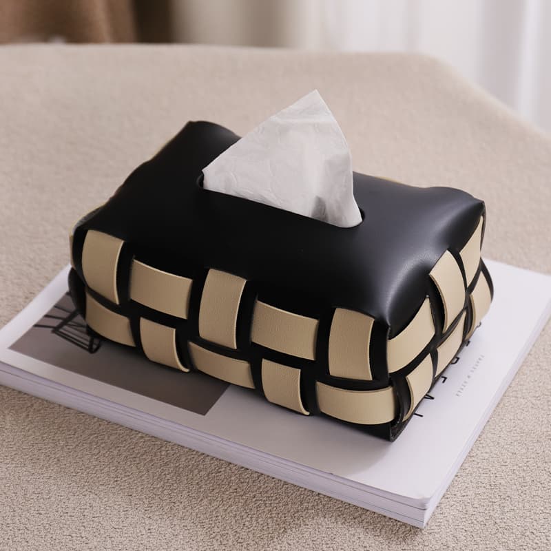 ティッシュケース 編み込みモダンレザーソフトティッシュボックス